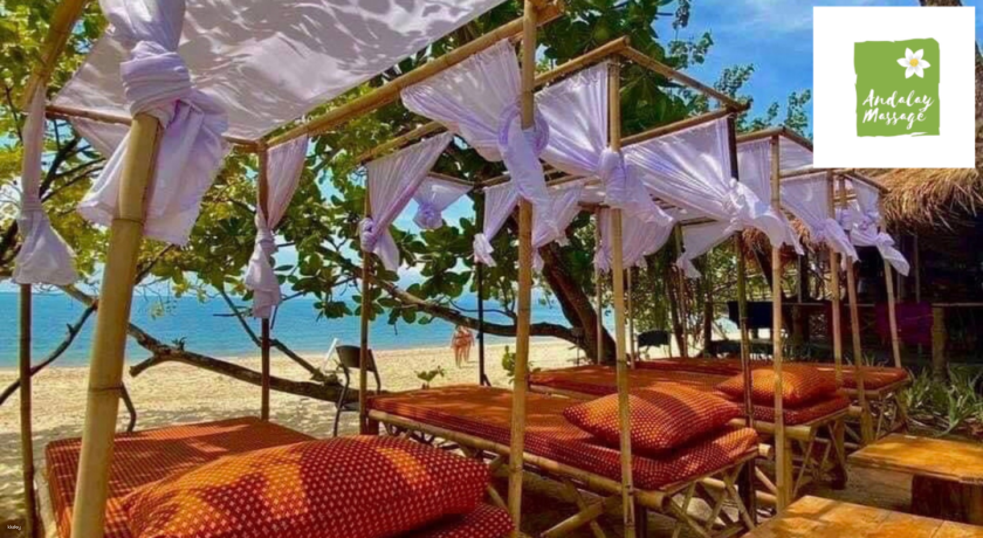 Relax in a serene setting with comfortable massage beds surrounded by nature offering the perfect escape for rejuvenation with personalized treatments in stunning Krabi Thailand.