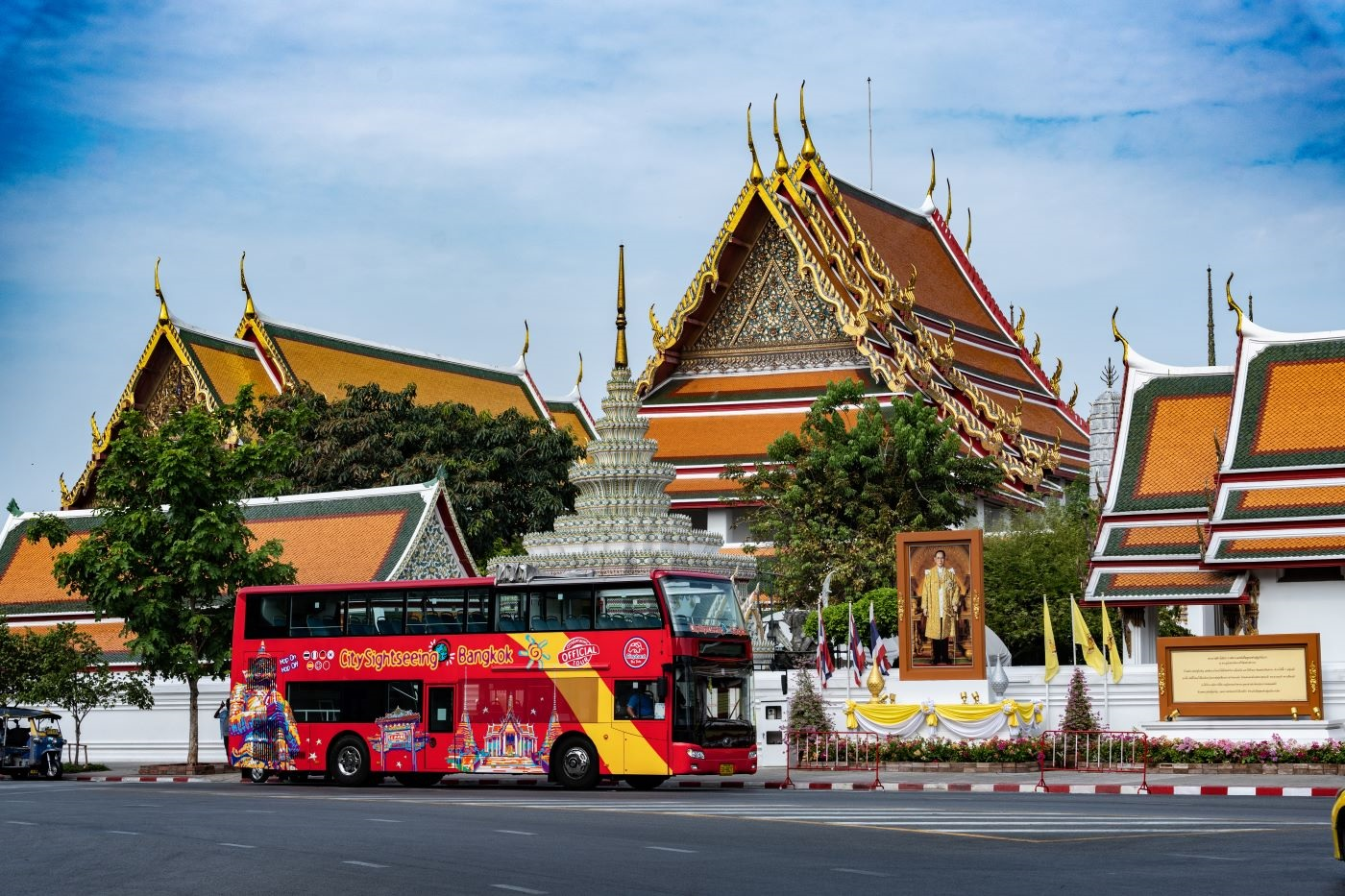 Experience Bangkok's rich culture and stunning architecture as you explore iconic landmarks aboard the Hop-On-Hop-Off Bus tailoring your adventure in this dynamic city. Perfect for sightseeing at your own pace.