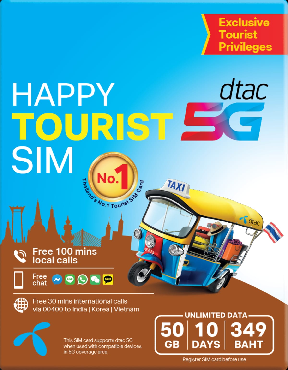 曼谷的Thailand 5G SIM Card by DTAC Bangkok Airport | Pelago