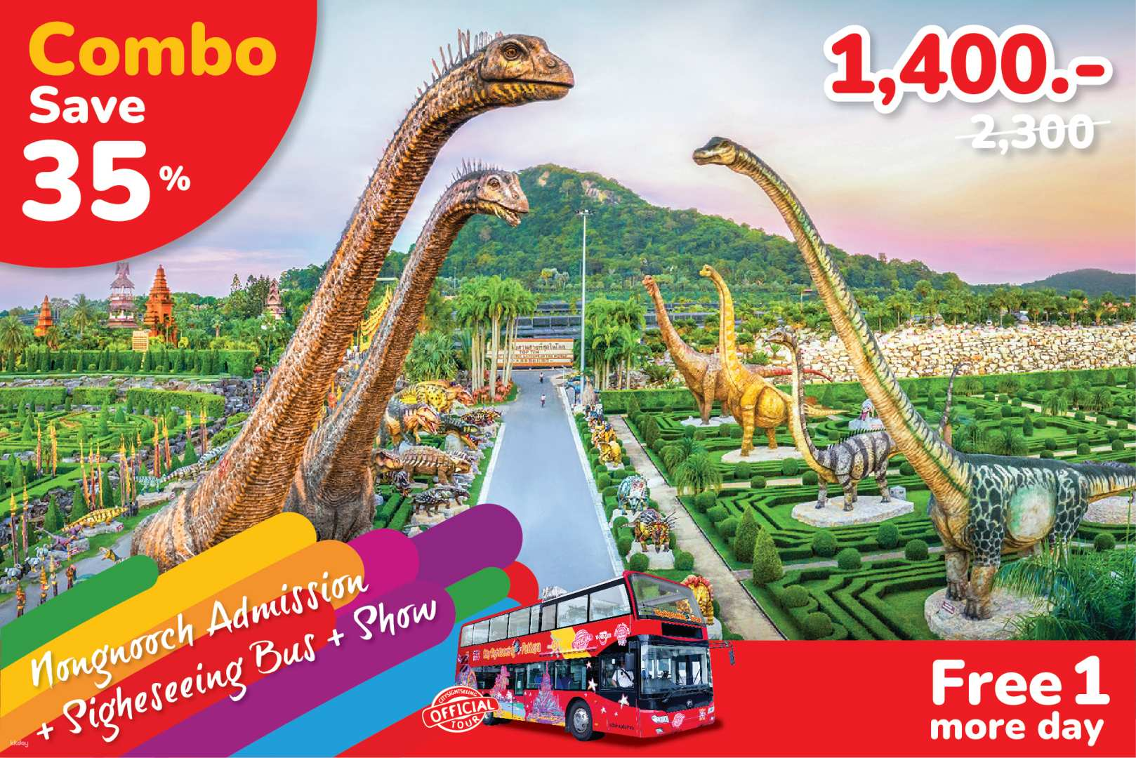 Hop-On Hop-Off Bus Tours and Nongnooch Pattaya Combo - Photo 1 of 6