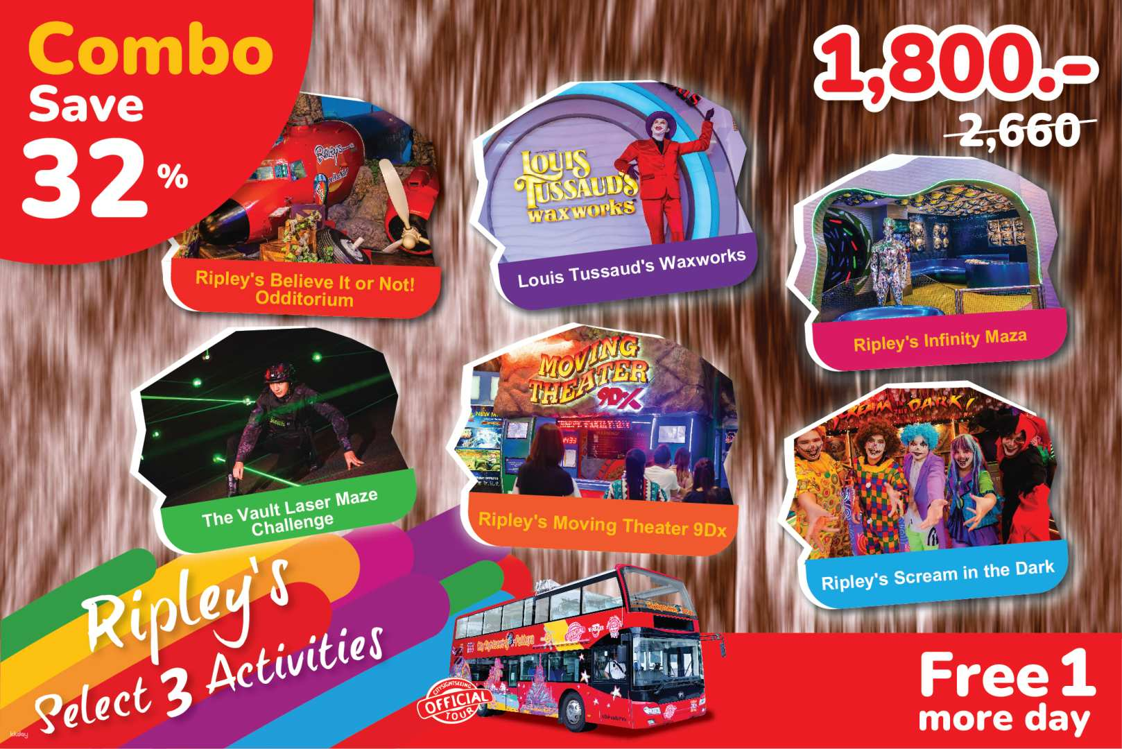 Hop-On Hop-Off Bus Tours and Ripley’s 3 Activities Combo - Photo 1 of 9