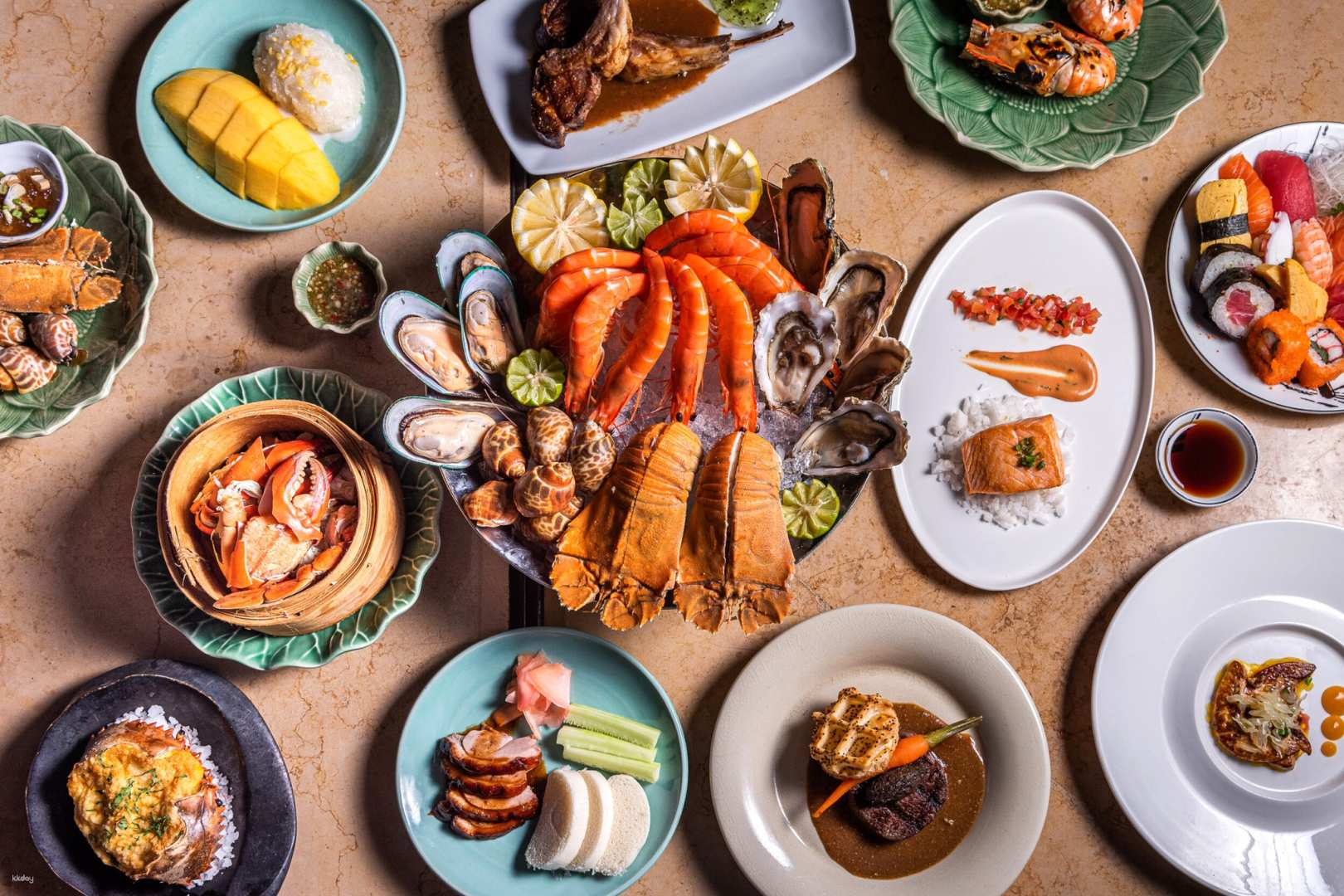 Dive into a feast that celebrates global cuisine with seafood Asian specialties and live cooking stations at The Dining Room perfect for meals with friends and family in Bangkok.