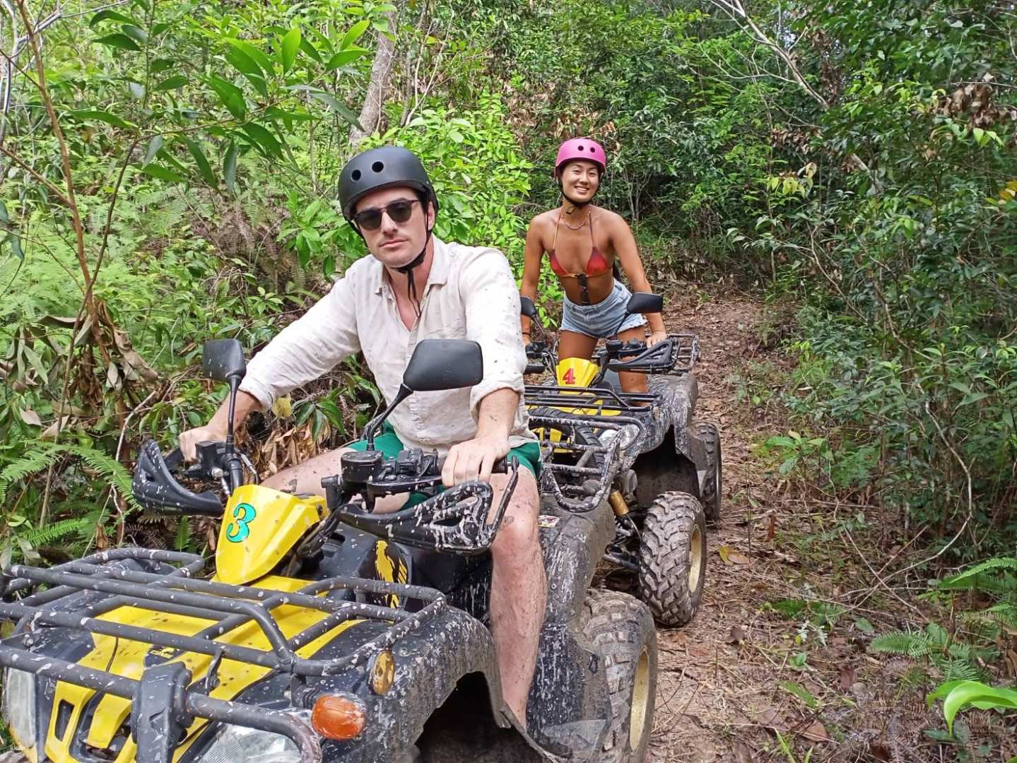 Experience the rush of driving powerful ATVs through lush greenery tackling rugged trails while soaking in the stunning landscapes of Ao Nam Mao in beautiful Krabi Thailand.