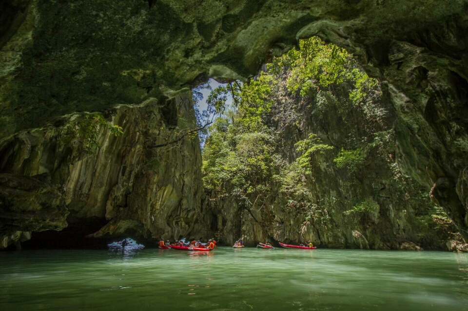 Experience the serenity of hidden caves and lush mangroves gliding through emerald waters while exploring Phang Nga Bay's remarkable limestone formations and unique ecosystems. Adventure awaits!