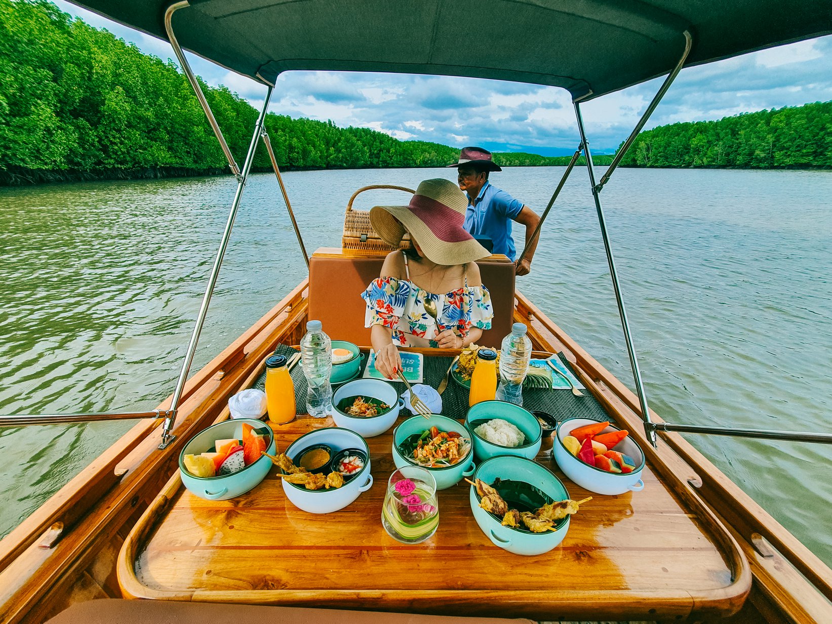 Savor the serenity of a private gondola picnic cruise through mangrove forests enjoying delicious traditional Thai dishes while surrounded by nature's beauty and the chance to spot local wildlife.