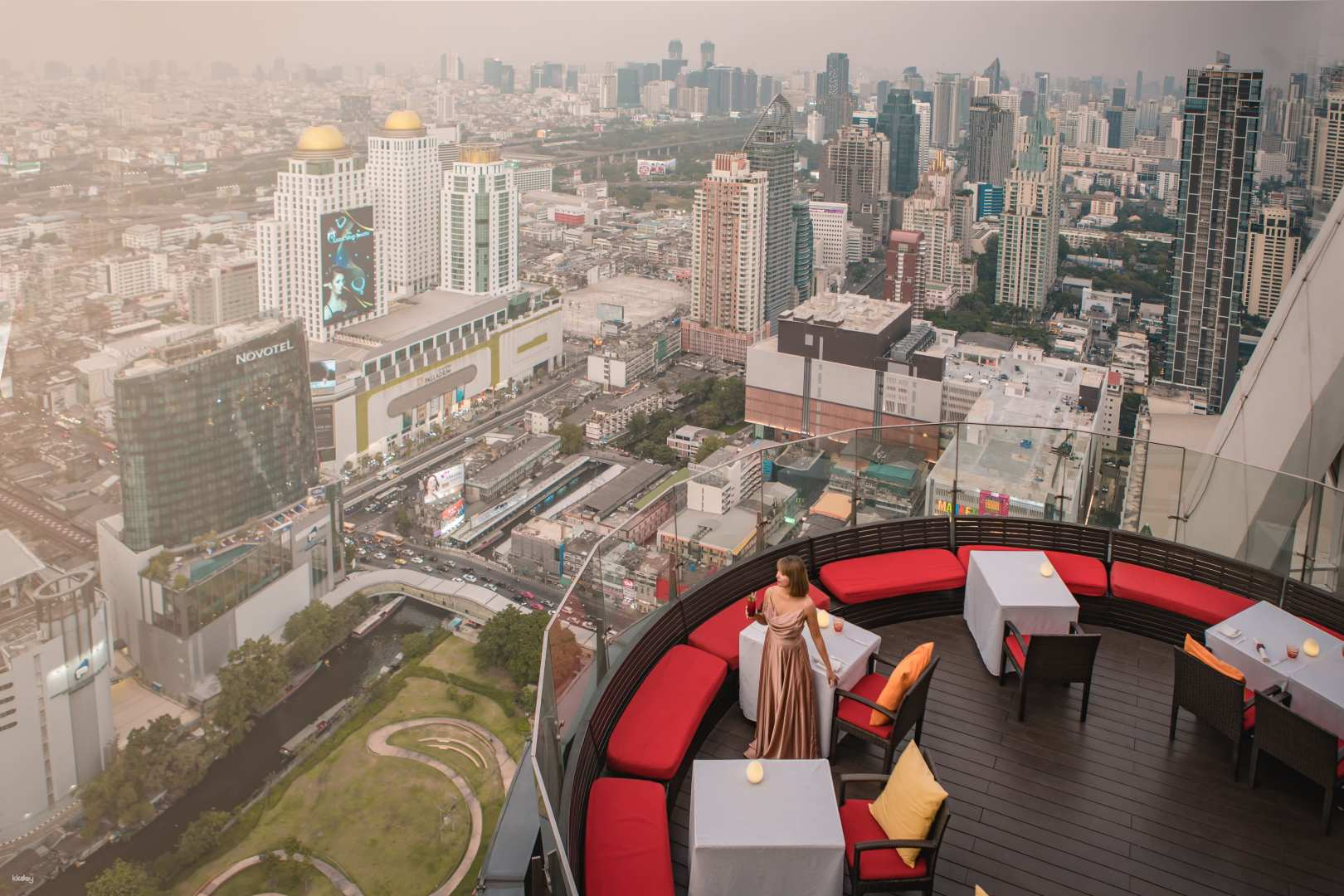 Dine high above Bangkok savoring exquisite European dishes while soaking in panoramic skyline views. A culinary journey awaits on the 55th floor at Red Sky.
