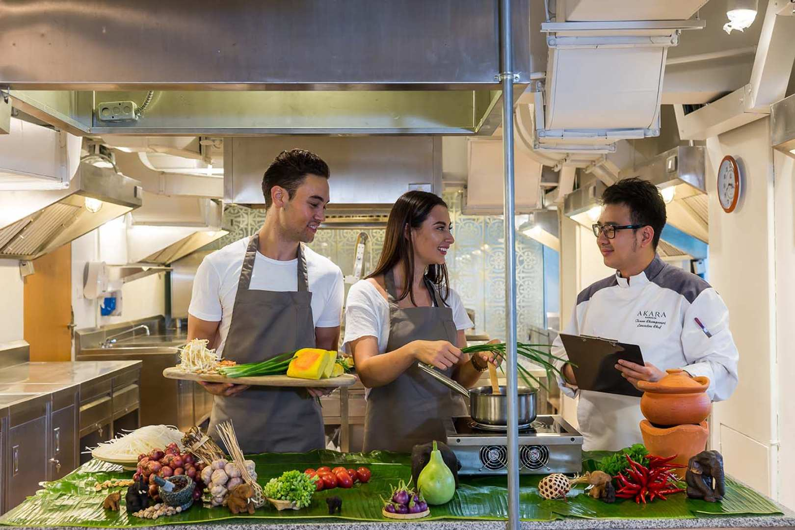 Experience hands-on cooking lessons at Roschas Culinary School where you'll learn from experts in a modern kitchen crafting delicious dishes and enjoying the fruits of your labor.