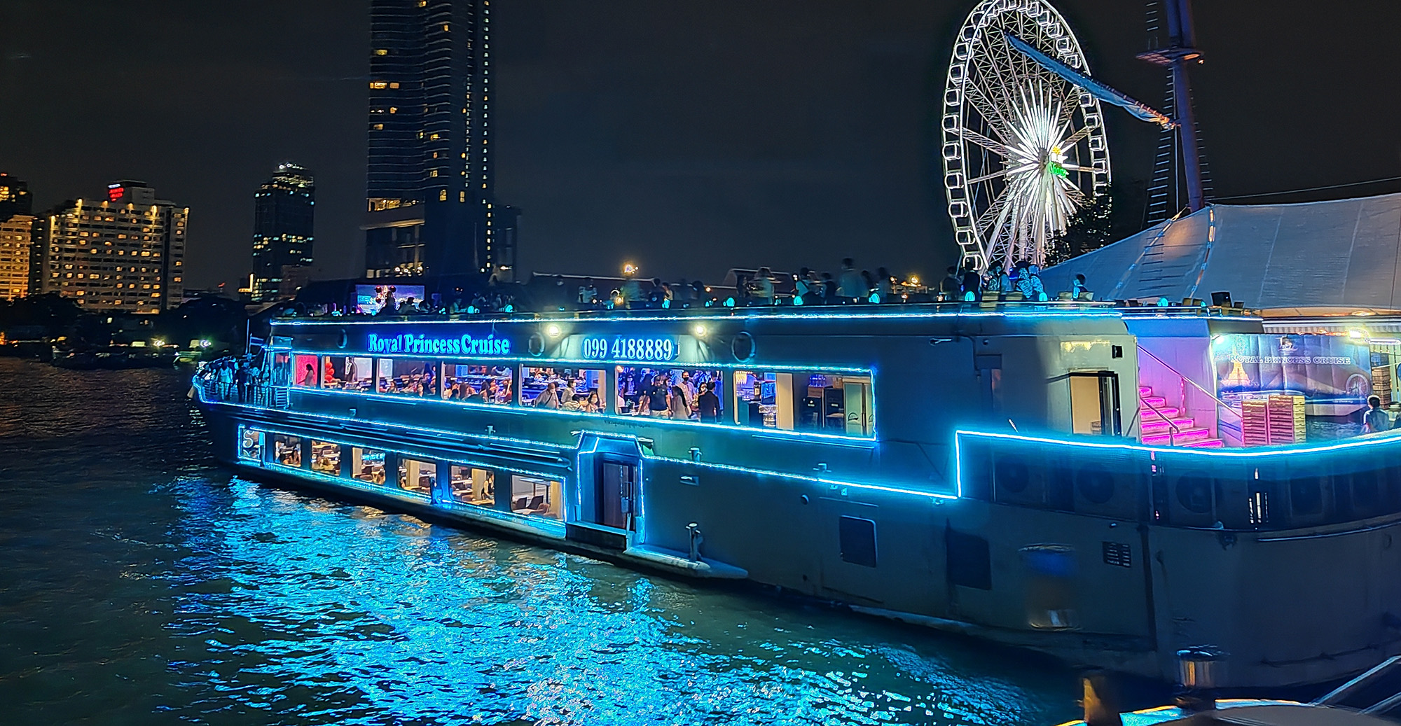 Enjoy an evening on the water with stunning skyline views and a delightful dining experience aboard the Royal Princess Dinner Cruise in Bangkok perfect for creating unforgettable memories.