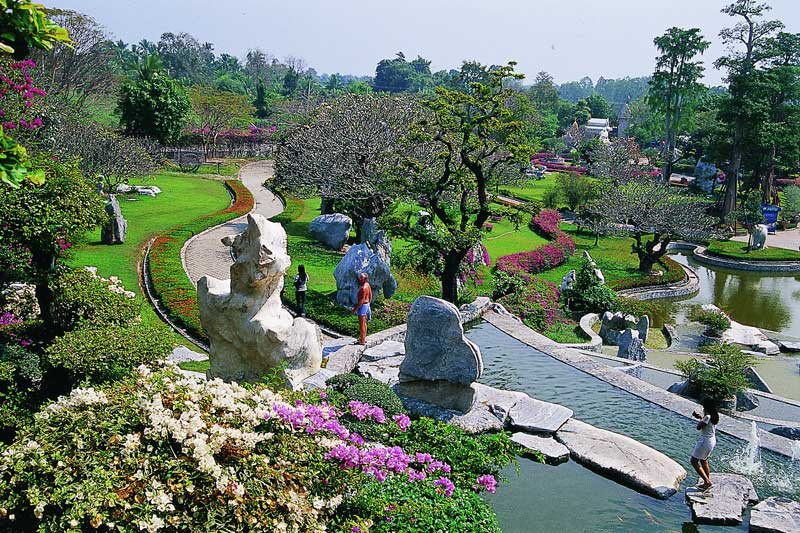 Explore lush gardens and serene water features at the Million Years Stone Park & Pattaya Crocodile Farm where nature's beauty and fascinating wildlife create an unforgettable escape.
