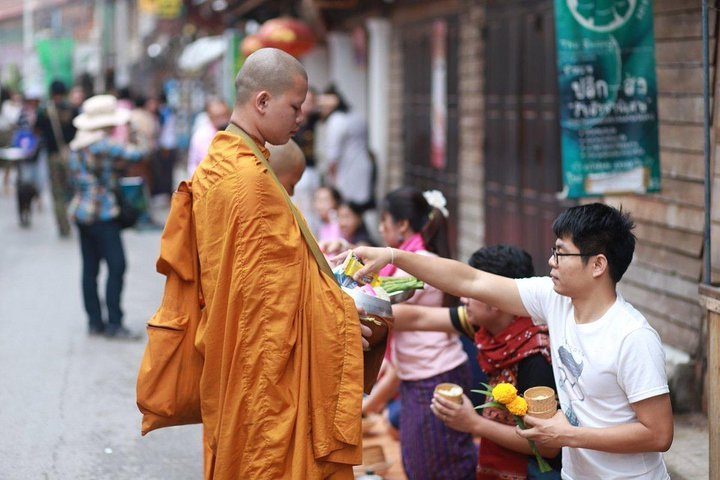 Giving alms to the monks