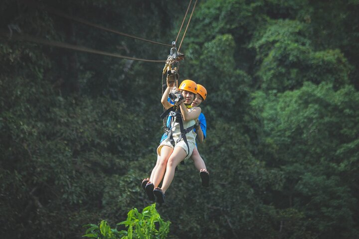 Experience the rush of flying through Koh Samui’s lush rainforests taking in stunning views from above as you conquer each zipline challenge with friends and expert guides.