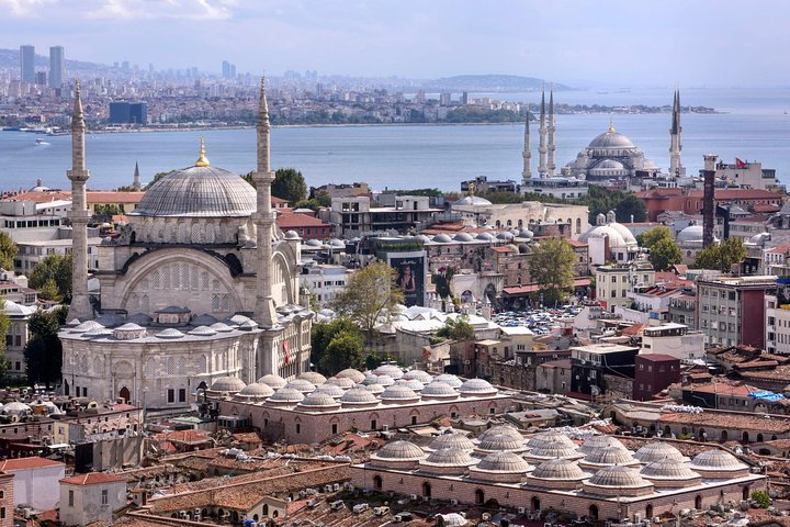 Experience the stunning skyline of Istanbul where the majestic mosques meet the Bosphorus blending history and culture in every view. Perfect for exploring iconic landmarks and scenic beauty.