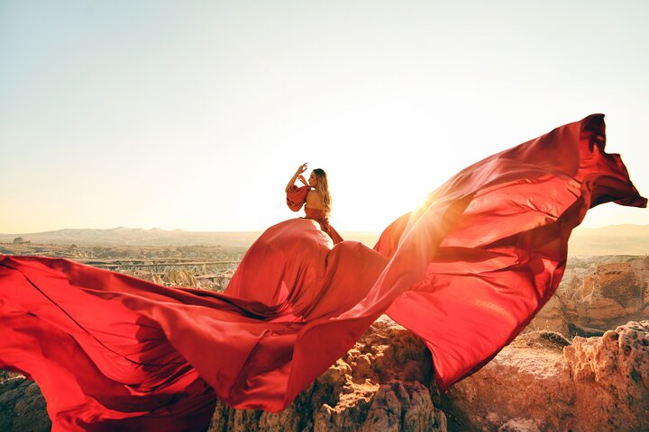 Photoshoot with a flying dress