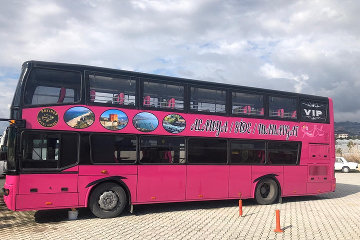 Our new bus 2020, ground floor air-conditioned for Side Tour and Alaya City Tour for bigger recervations, high season. During Covid Sars2 we drive in our small buses.