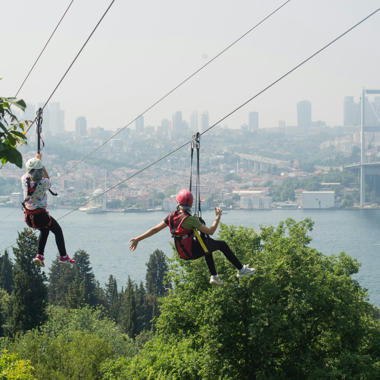 Experience the rush of gliding above the trees taking in breathtaking views of the Bosphorus Strait and the Istanbul skyline on a memorable zipline adventure.