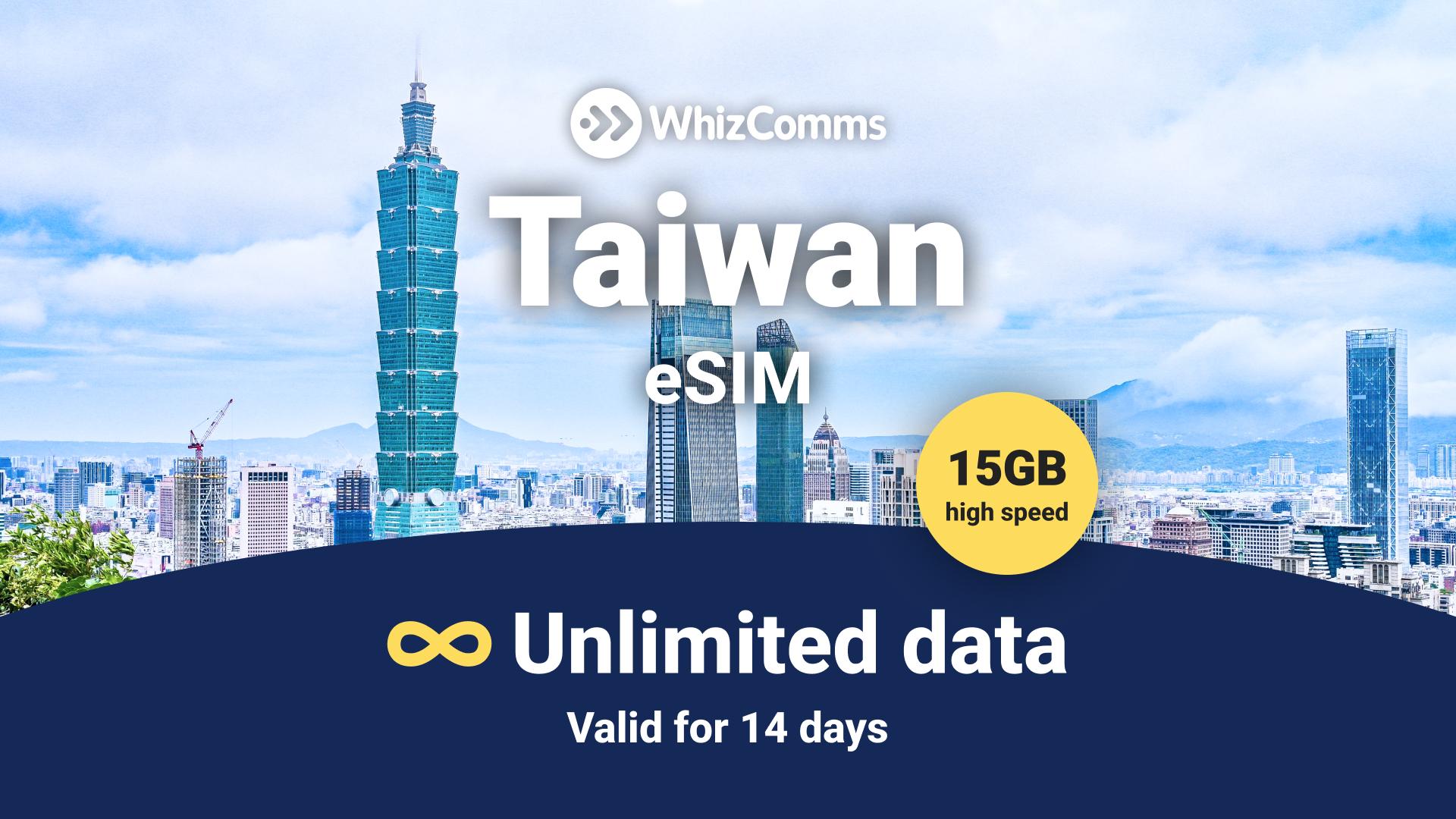 WhizComms 14-Day 15GB Unlimited Taiwan eSIM: Instant Activation & Nationwide Coverage - Photo 1 of 1