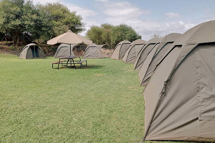 "Tents with a view: Mount Meru's embrace invites you to relax and rejuvenate."