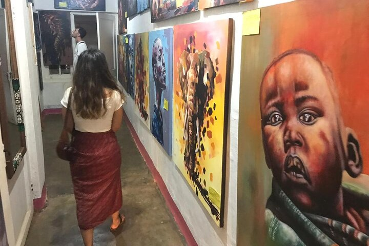 Visiting an art gallery where local independent artists showcase