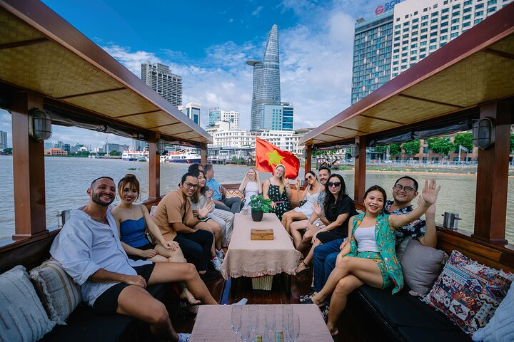 Experience the charm of Ho Chi Minh City from the Saigon River where stunning views and delightful company blend seamlessly for a memorable getaway. Enjoy the refreshing drinks as you unwind.