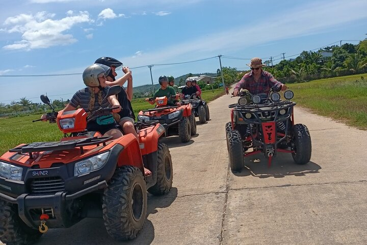 Riding through rice paddy fields