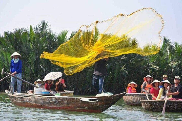 Experience the charm of Hoi An's coconut forest while mastering basket boat techniques fishing and enjoying local hospitality amidst stunning natural beauty. Fun awaits at every turn!