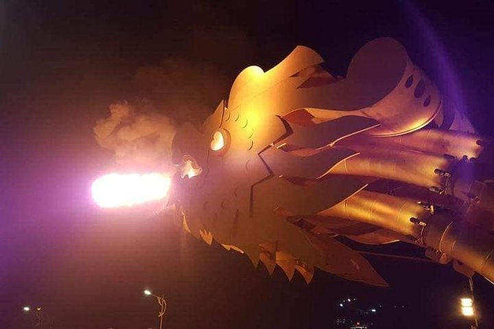 Dragon Bridge at night in Da Nang