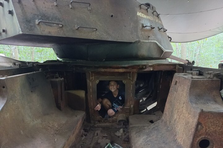 Inside the U.S tank at Cu chi tunnel 