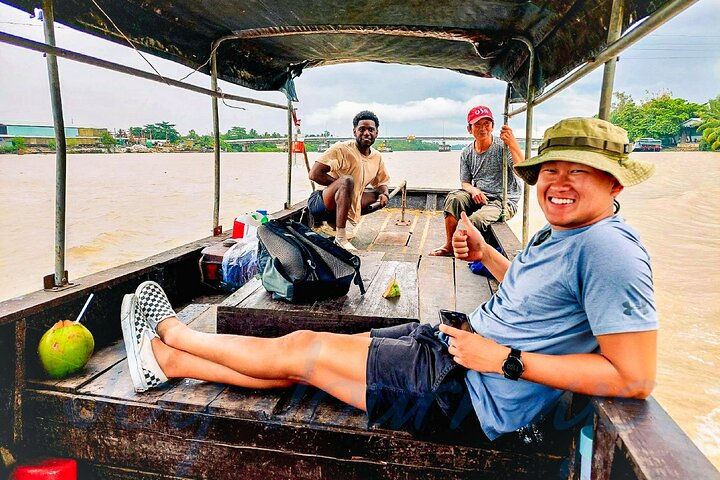 Cruising on the Mekong River boat in My Tho
