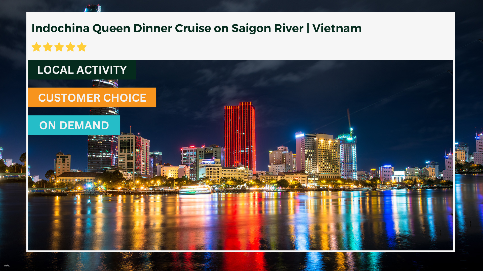 Savor a delightful dinner on the Indochina Queen while soaking in the shimmering cityscape of Ho Chi Minh City mirrored in the serene waters of the Saigon River.