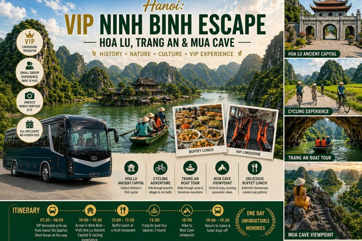 From Hanoi: Hoa Lu Trang An & Mua Cave with buffet lunch - Photo 1 of 21