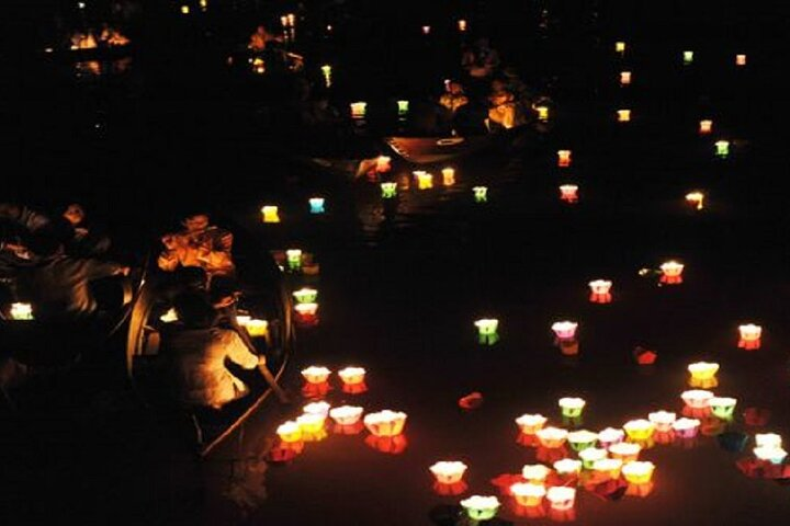Experience the magic of Hoi An at night as the serene Hoai River glimmers with floating flower lanterns each carrying wishes of peace and hope into the tranquil waters.