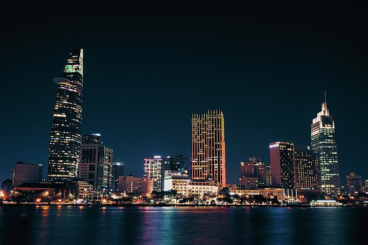 Saigon by night from the riverside view