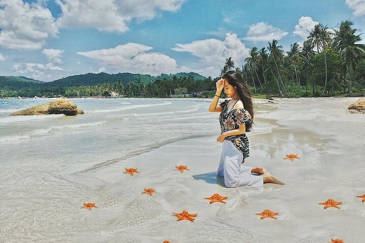 Explore the pristine sands of Rach Vem where gentle waves meet colorful starfish creating a perfect setting for relaxation and a taste of local life on Phu Quoc.