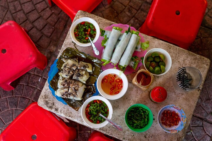 Street food table on local restaurant