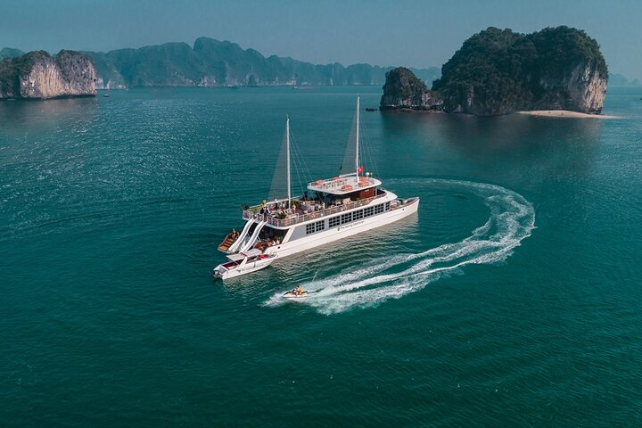 THE HALONG CATAMARAN - Premium Day Cruise on Bay with Water Slide