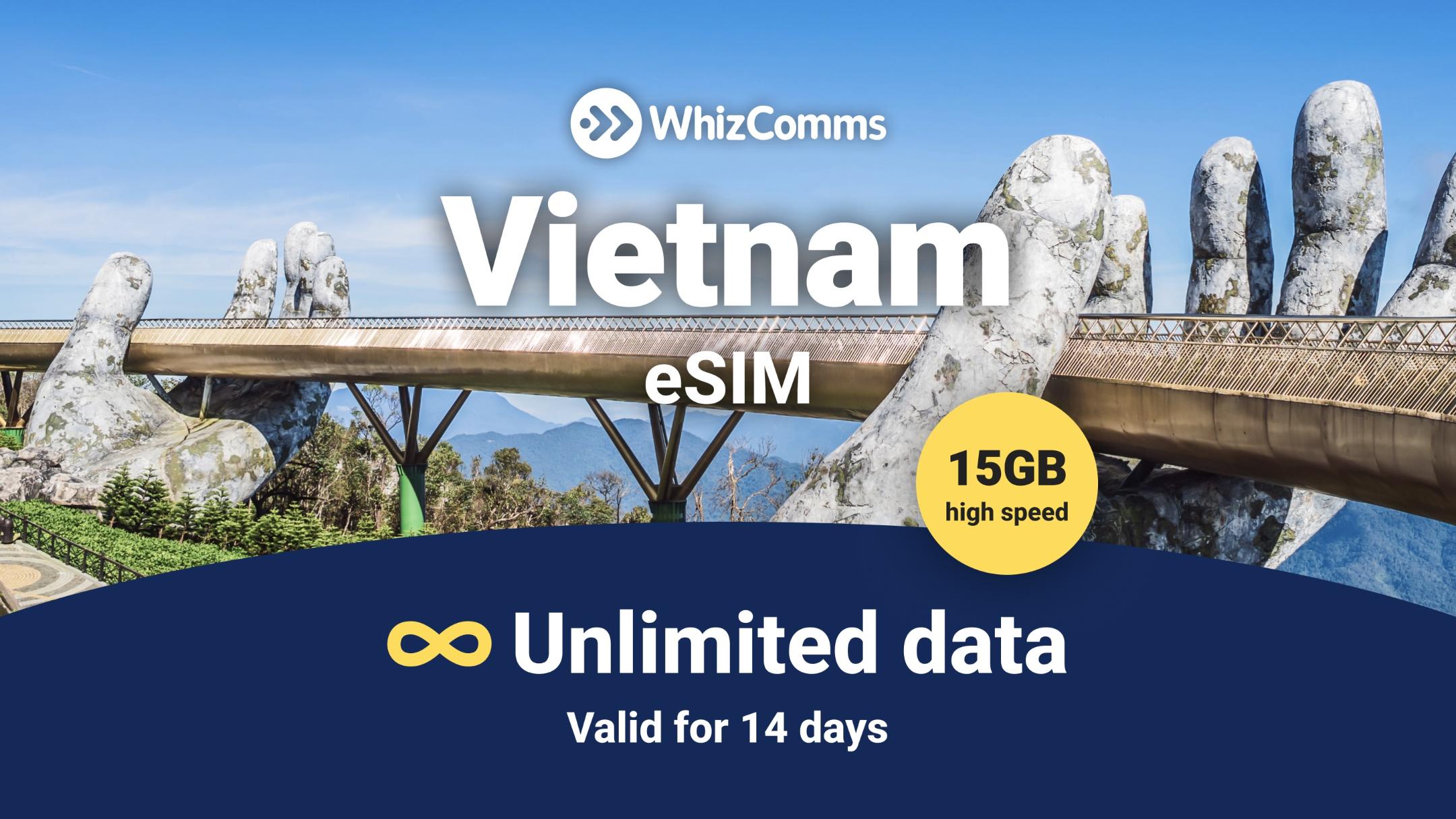WhizComms 14-Day 15GB Unlimited Vietnam eSIM - Photo 1 of 1