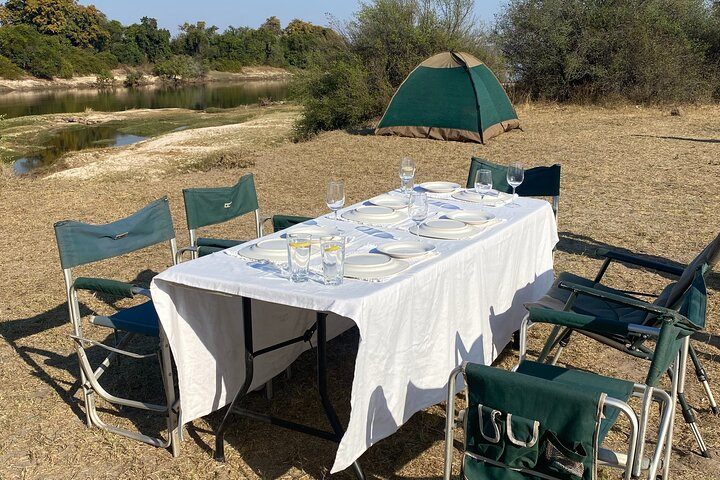 Dinner on the banks of the Zambezi river