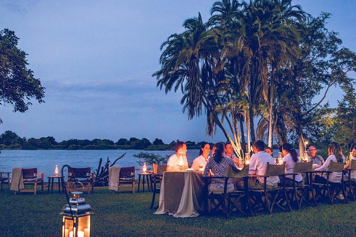 Dinner on the banks of the Zambezi 
